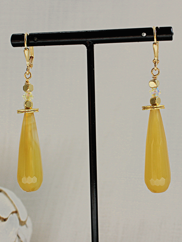 Yellow drop earrings deals