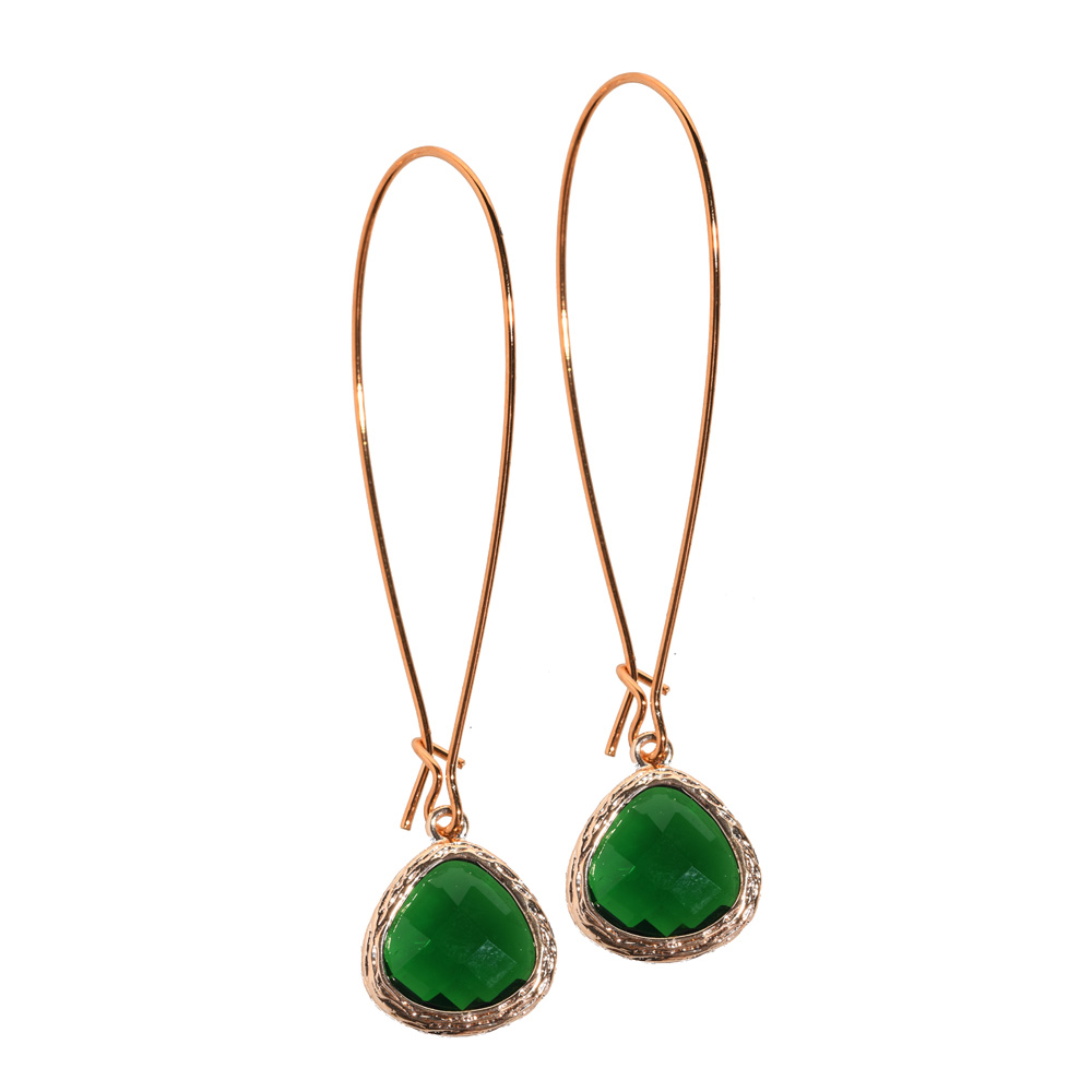 Roman Green Teardrop Earrings Long K Kajoux Jewels Emerald