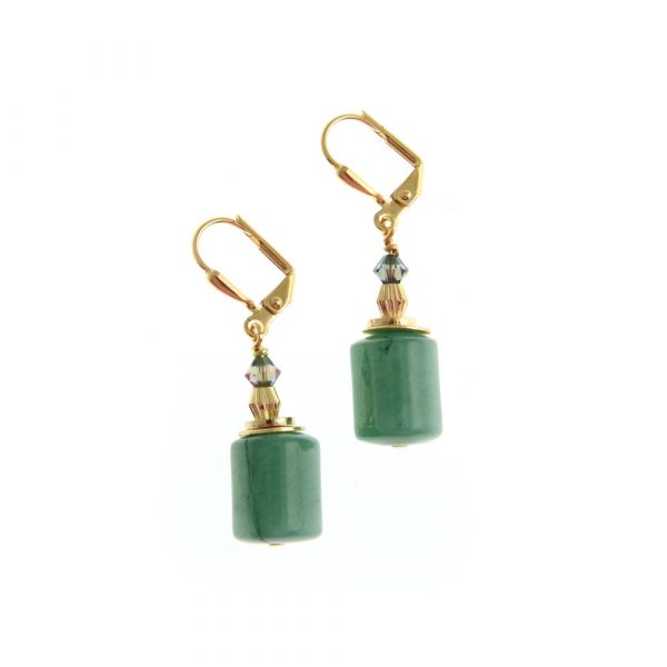 green gemstone drop earrings 1