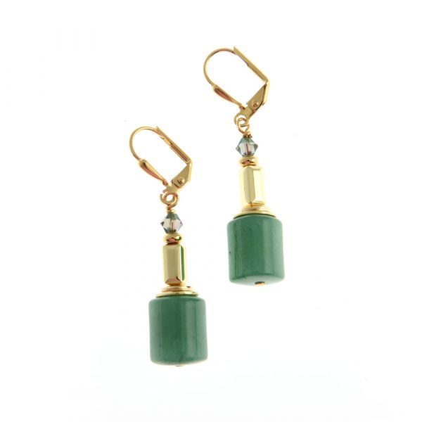 green gemstone statement earrings d