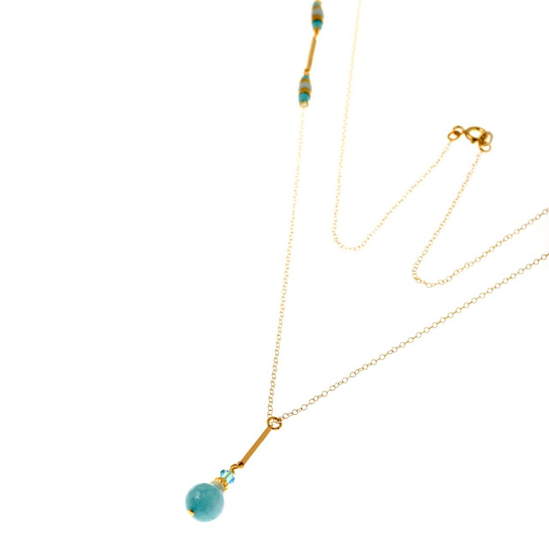 81kk seagreen long necklac