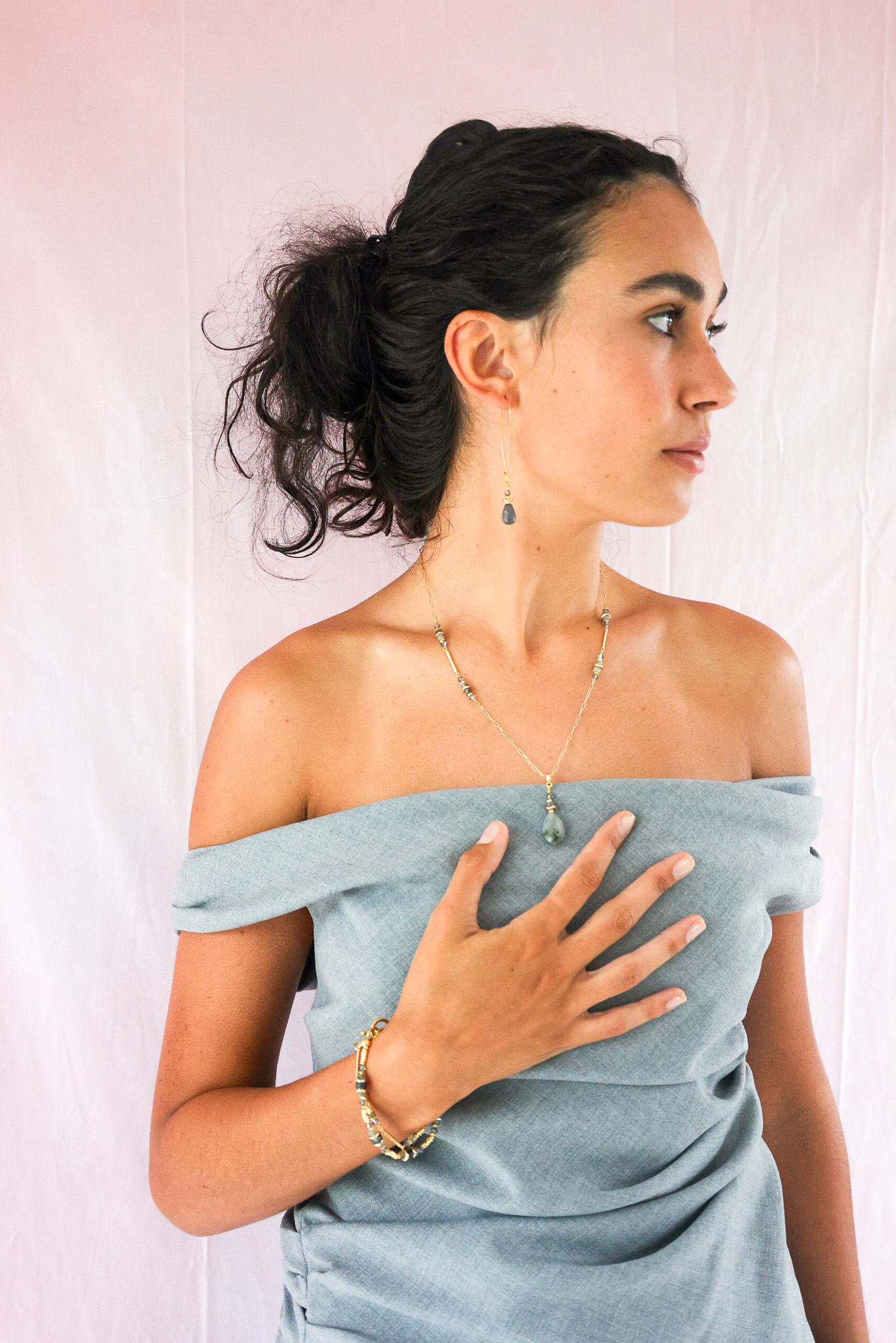 K Kajoux Earrings- semi- precious stones, jade