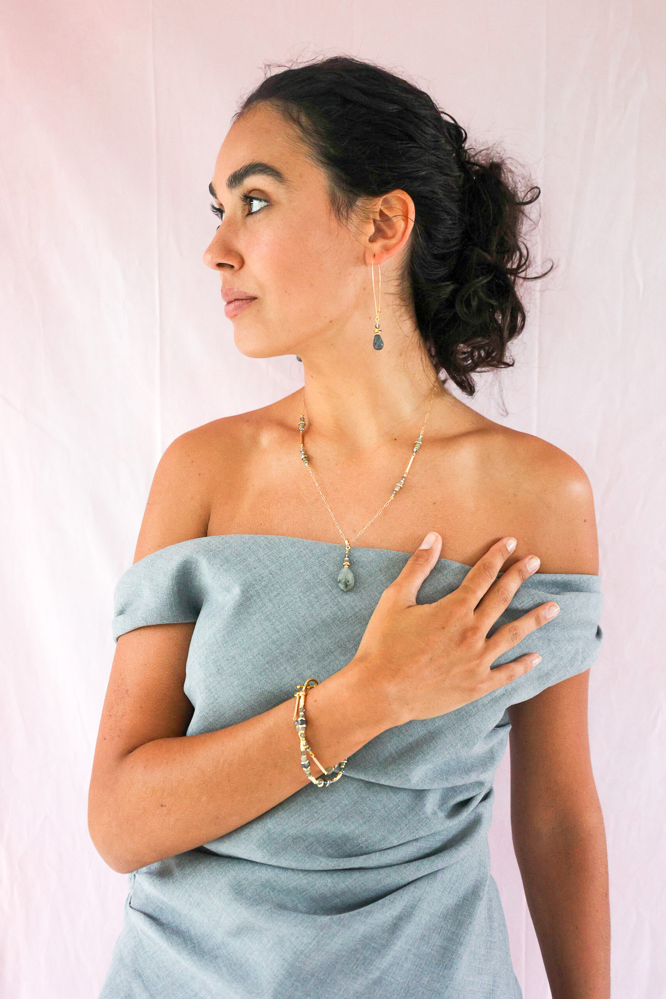 K Kajoux Earrings- semi- precious stones, jade