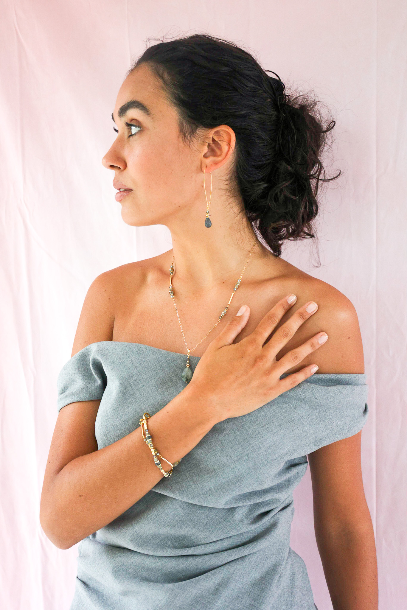 K Kajoux Earrings- semi- precious stones, jade