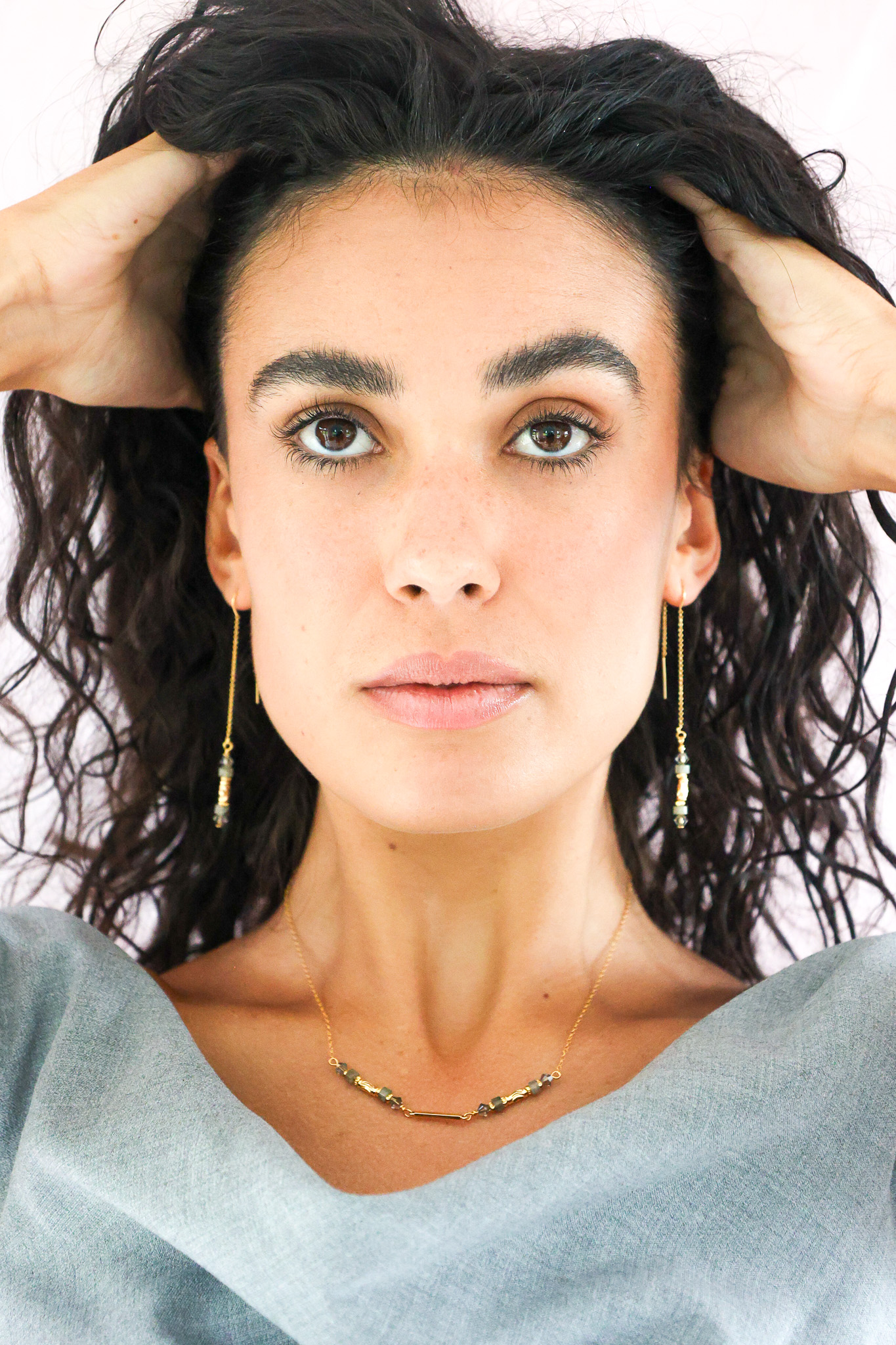 K Kajoux Earrings- semi- precious stones, labradorite threaders