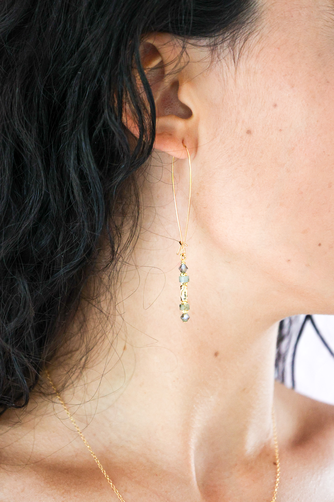 K Kajoux Earrings- semi- precious stones, labradorite threaders