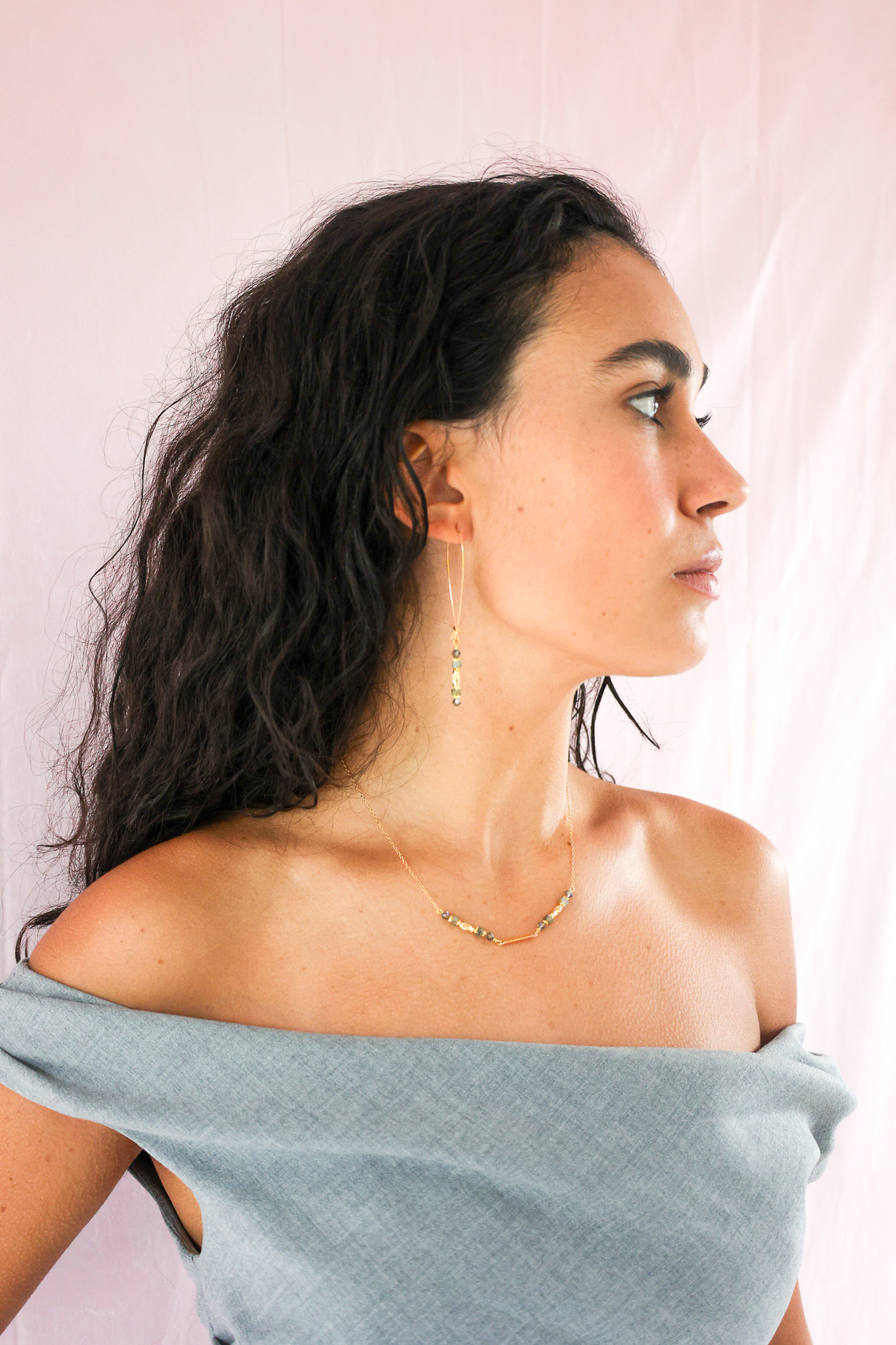 K Kajoux Earrings- semi- precious stones, labradorite threaders