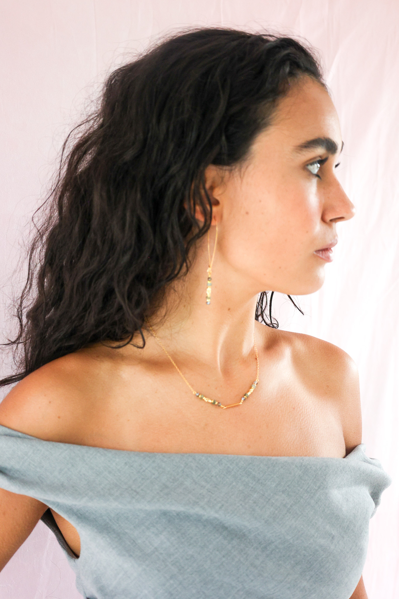 K Kajoux Earrings- semi- precious stones, labradorite threaders