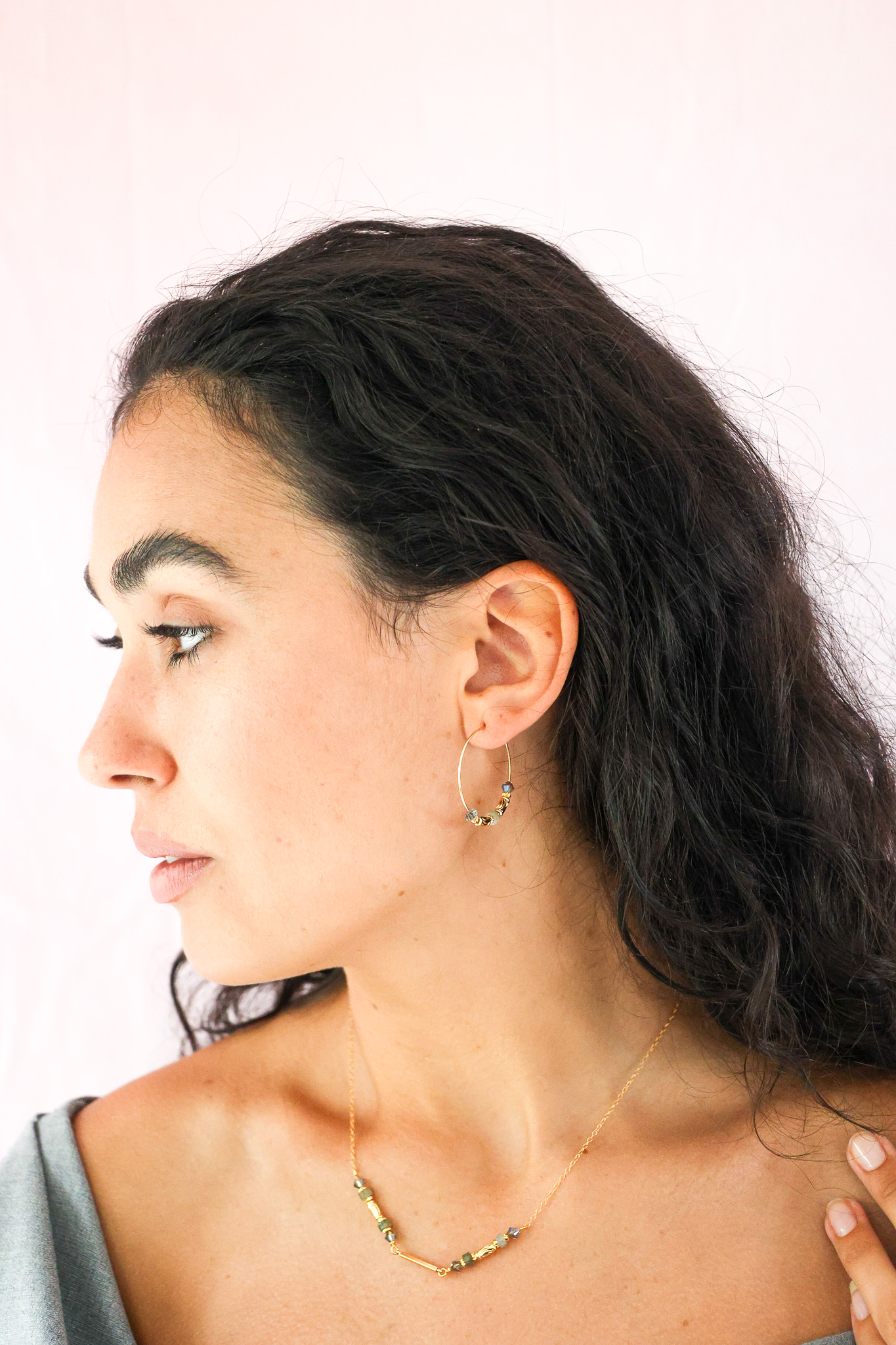 627A7309 K Kajoux Earrings- semi- precious stones, labradorite hoops