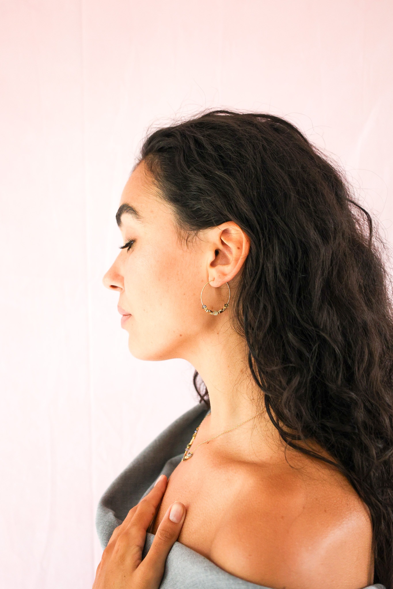 627A7318 K Kajoux Earrings- semi- precious stones, labradorite hoops