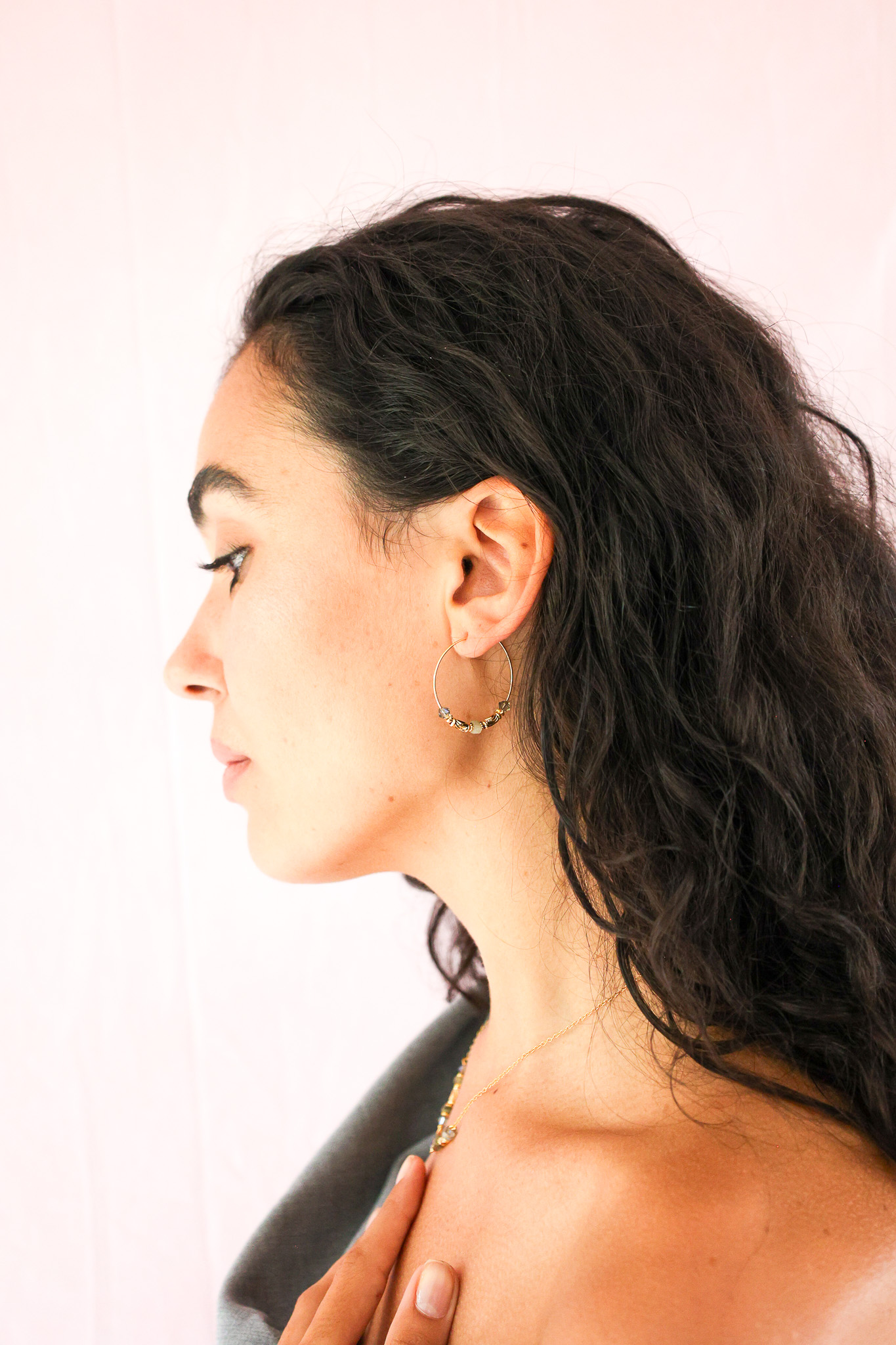 627A7325 K Kajoux Earrings- semi- precious stones, labradorite hoops