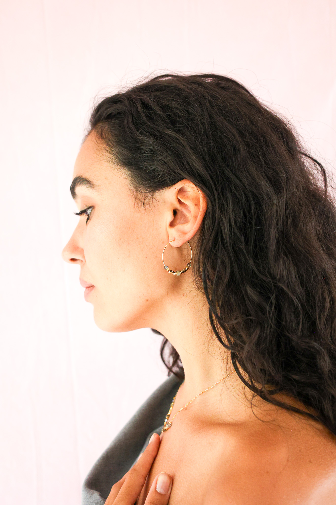 627A7326 K Kajoux Earrings- semi- precious stones, labradorite hoops