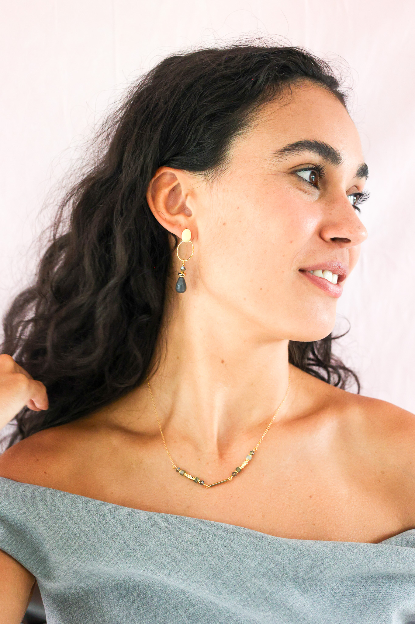 627A7391 K Kajoux Earrings- semi- precious stones, Jade