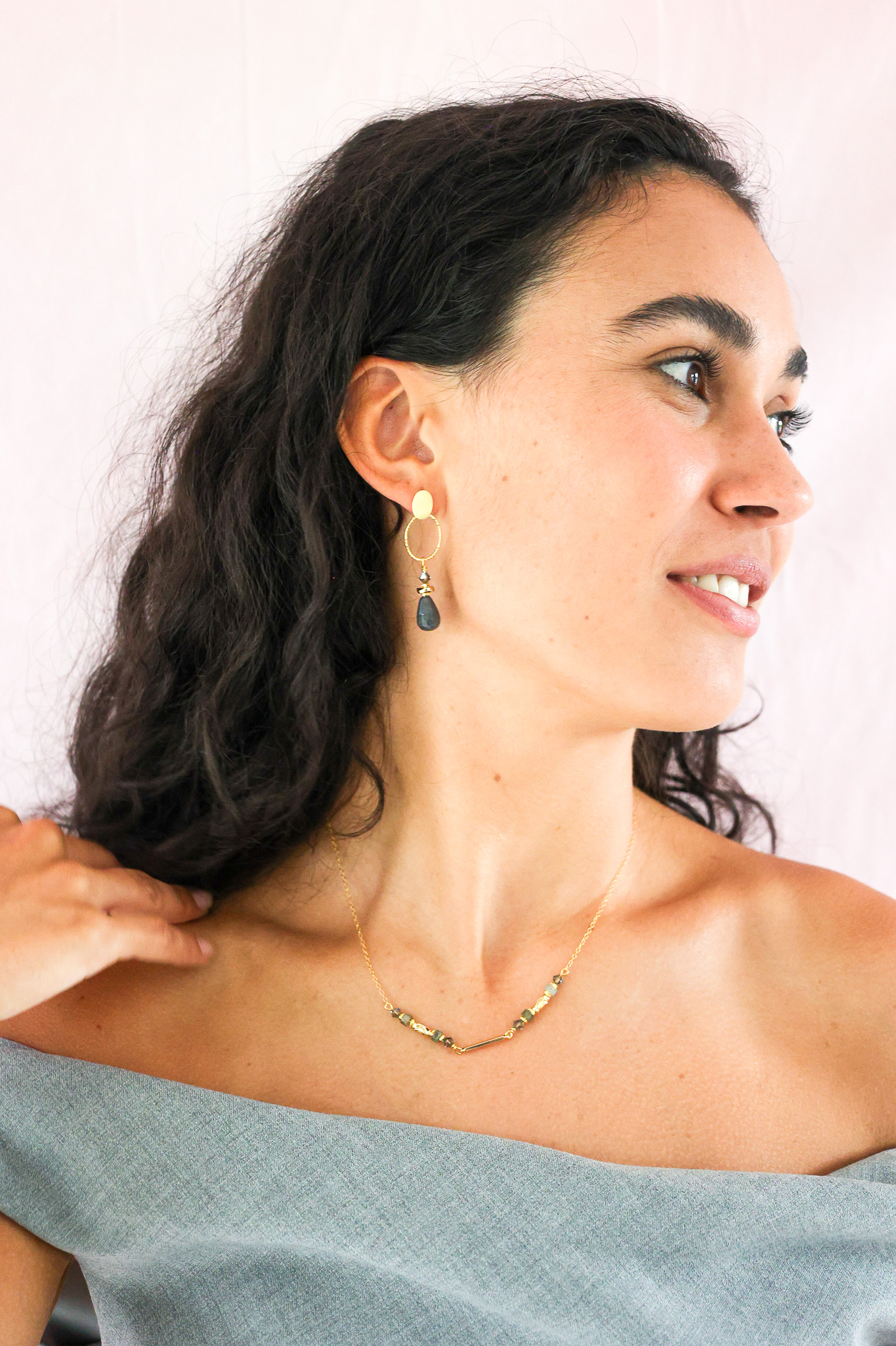 627A7392 K Kajoux Earrings- semi- precious stones, Jade