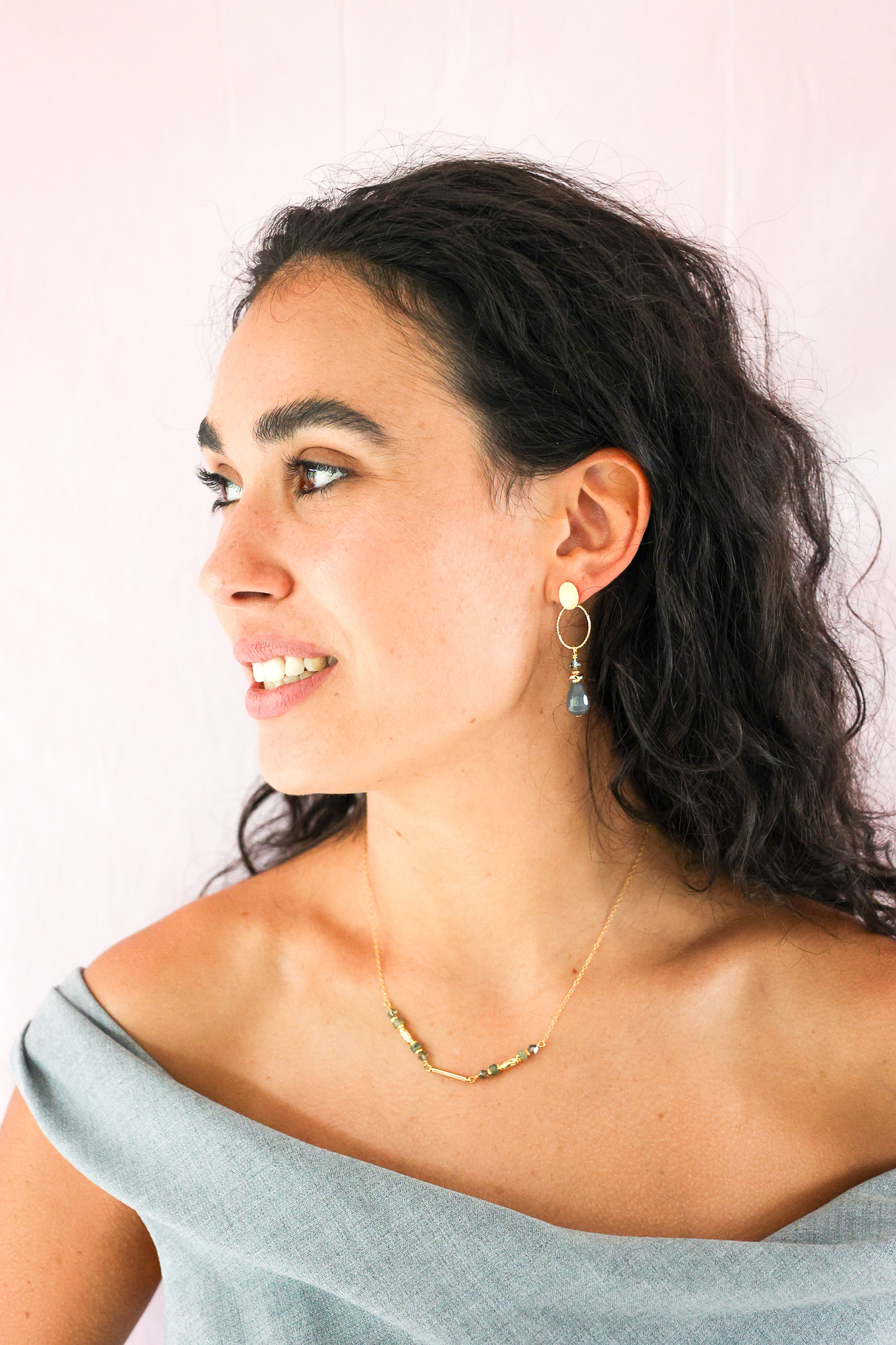 627A7403 K Kajoux Earrings- semi- precious stones, Jade