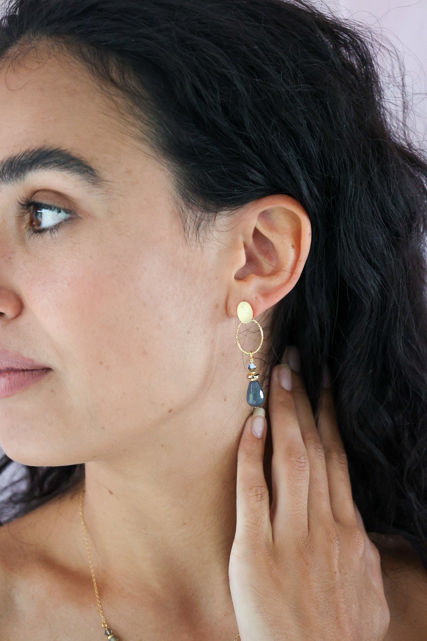 627A7409 K Kajoux Earrings- semi- precious stones, Jade