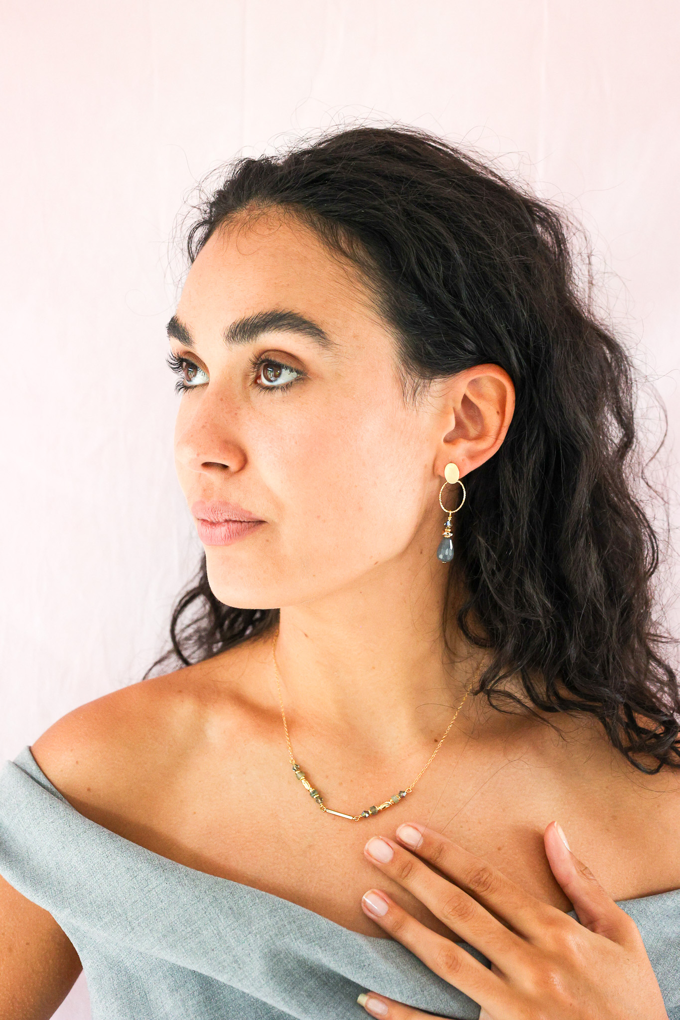 627A7411 K Kajoux Earrings- semi- precious stones, Jade