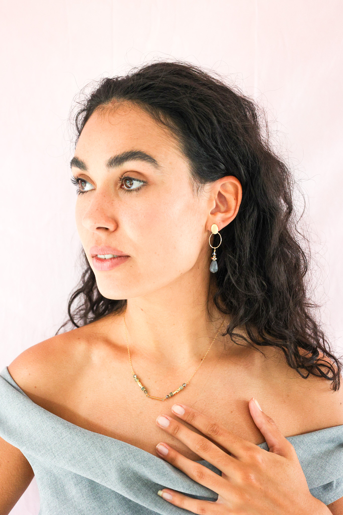 627A7414 K Kajoux Earrings- semi- precious stones, Jade