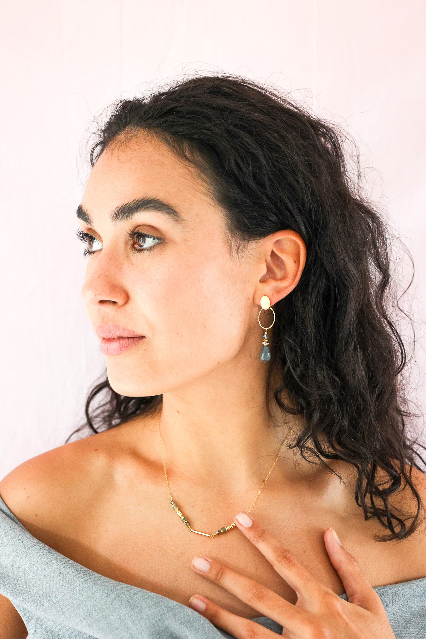 627A7421 K Kajoux Earrings- semi- precious stones, Jade