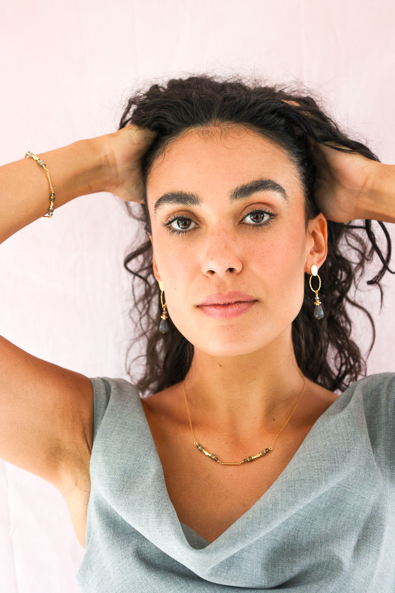 627A7429 K Kajoux Earrings- semi- precious stones, Jade