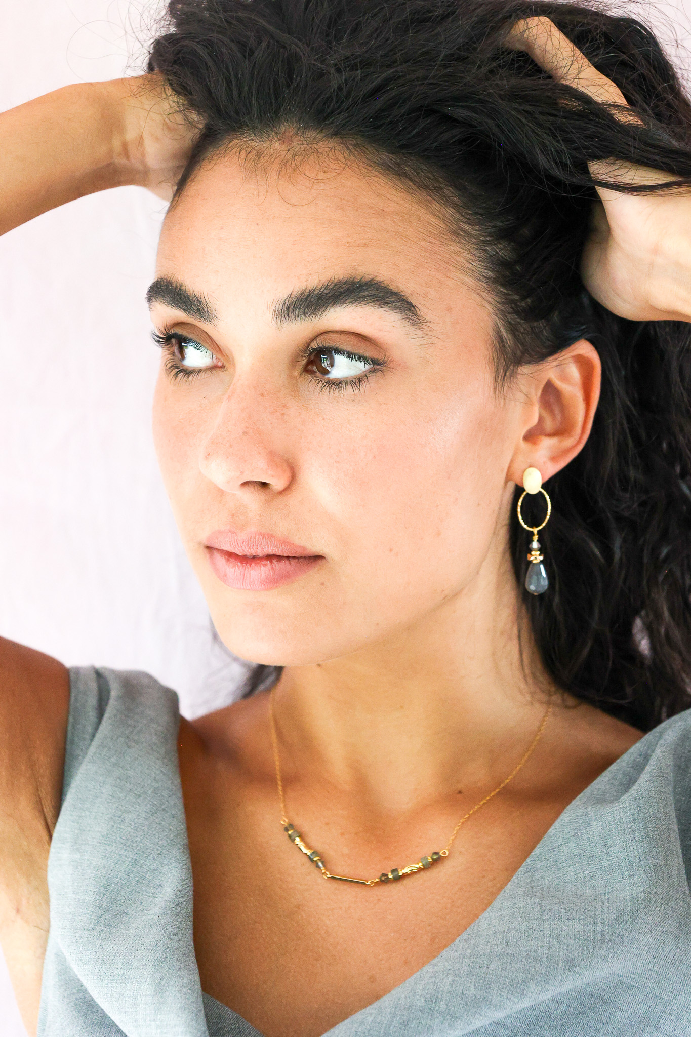 627A7439 K Kajoux Earrings- semi- precious stones, Jade