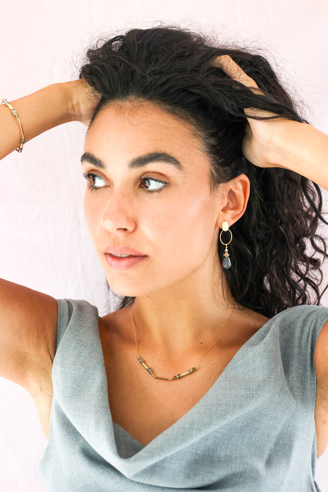 627A7442 K Kajoux Earrings- semi- precious stones, Jade