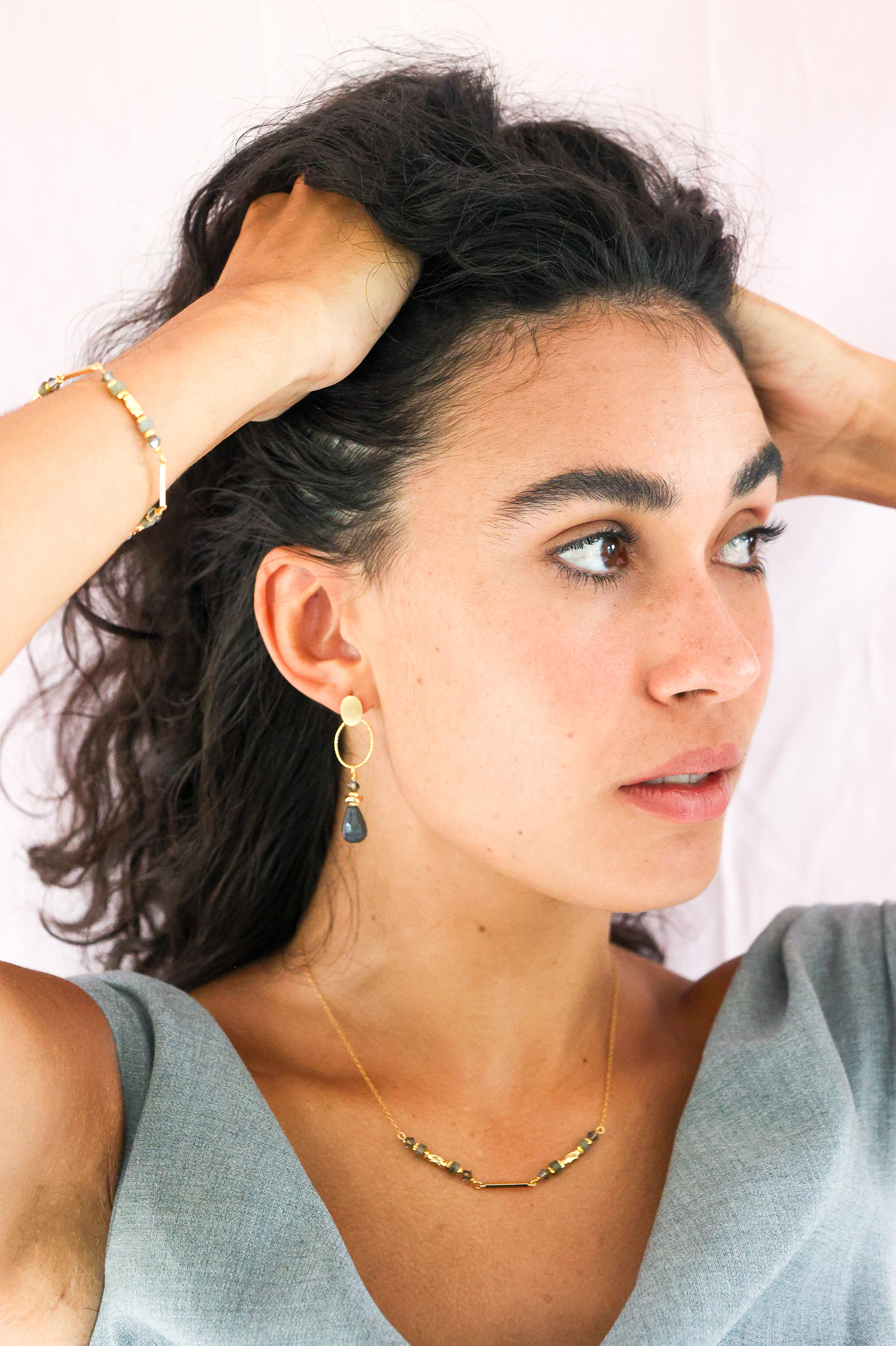 627A7455 K Kajoux Earrings- semi- precious stones, Jade