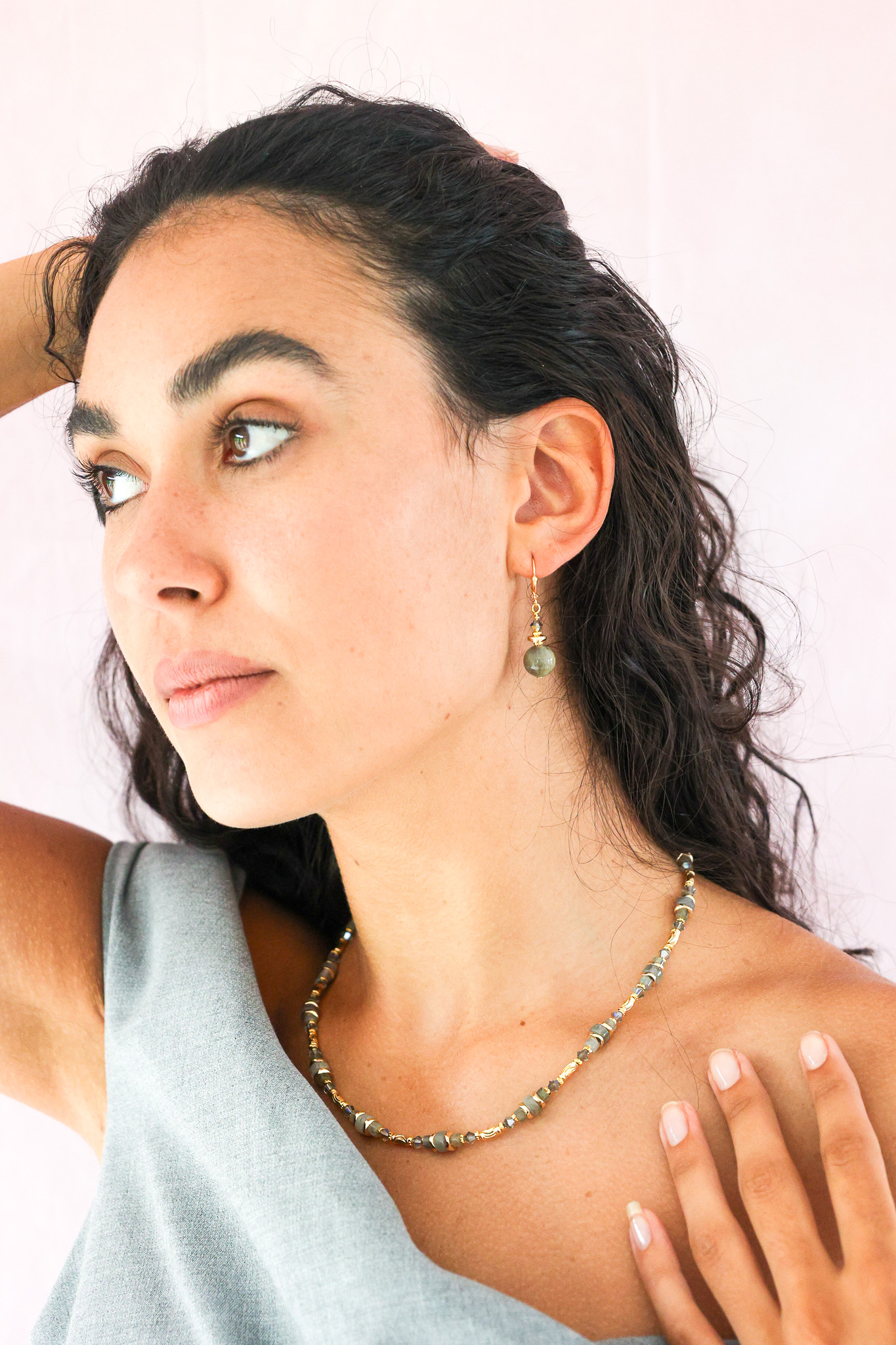 K Kajoux Earrings- semi- precious stones, labradorite