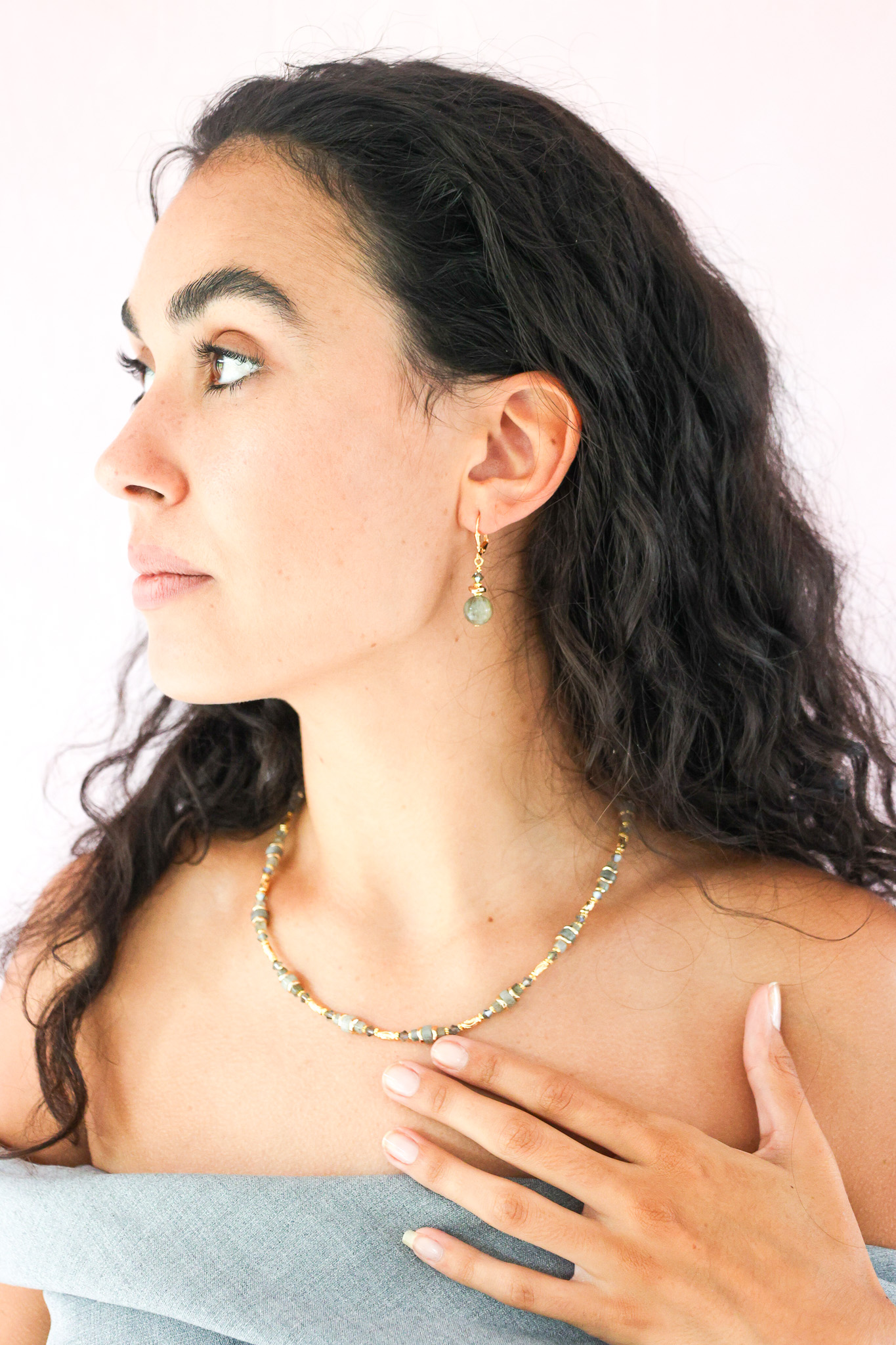 K Kajoux Earrings- semi- precious stones, labradorite