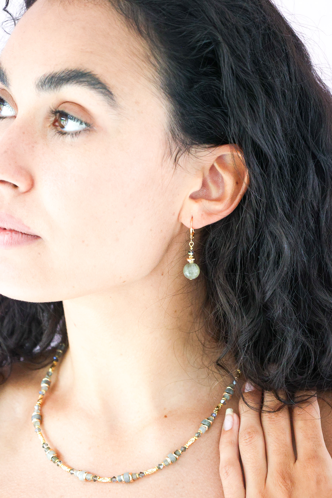 K Kajoux Earrings- semi- precious stones, labradorite