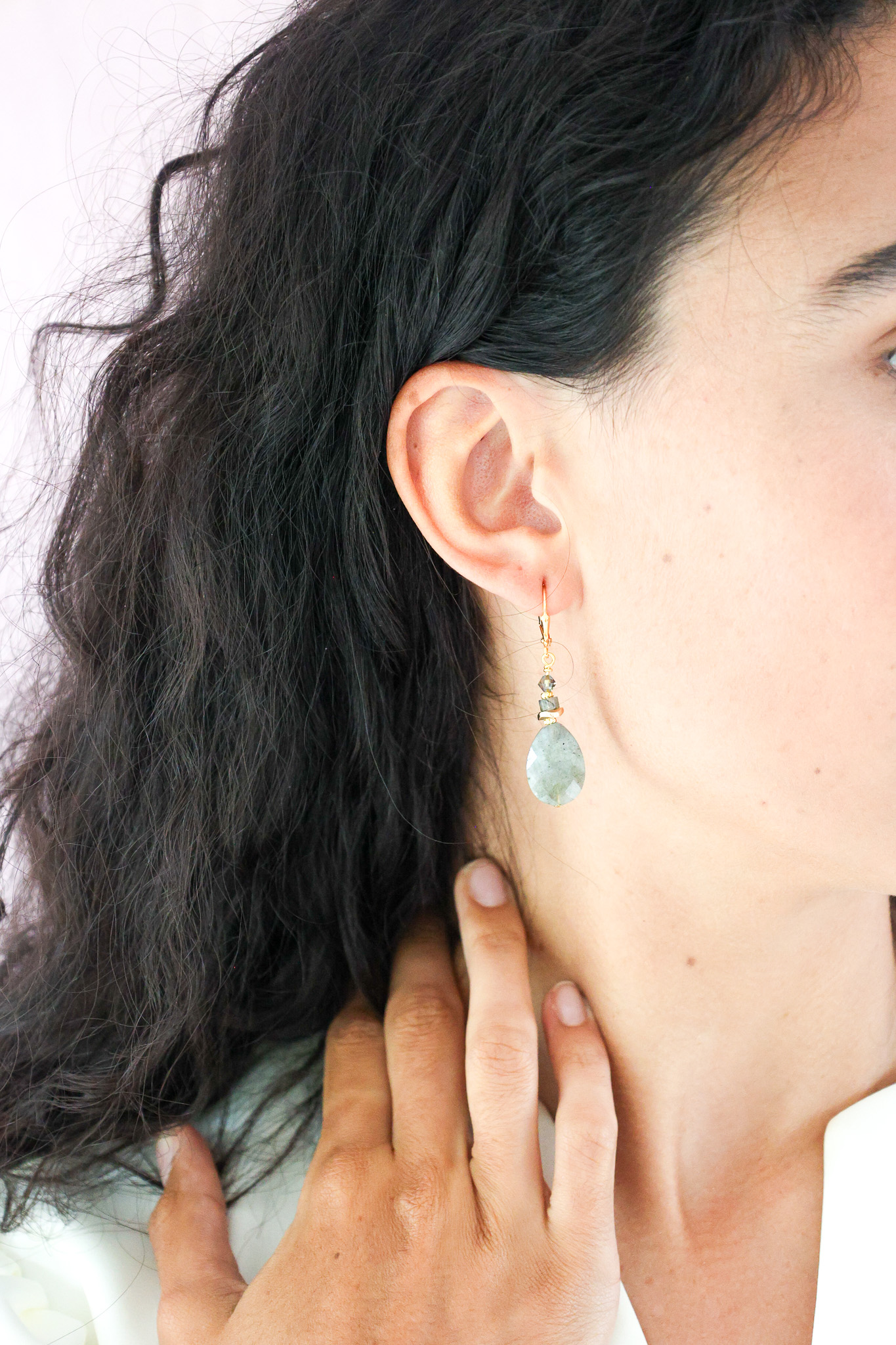 K Kajoux Earrings- semi- precious stones, labradorite
