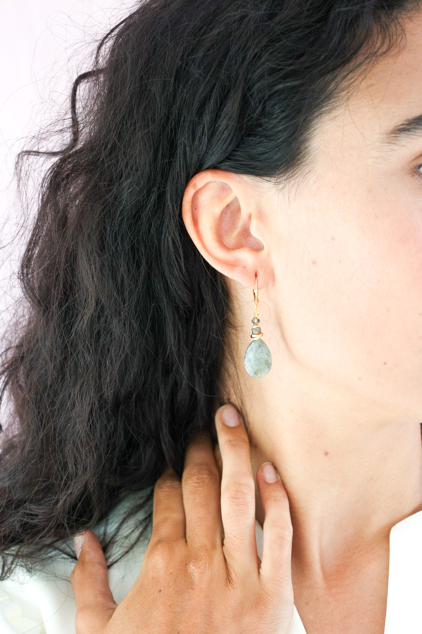 K Kajoux Earrings- semi- precious stones, labradorite