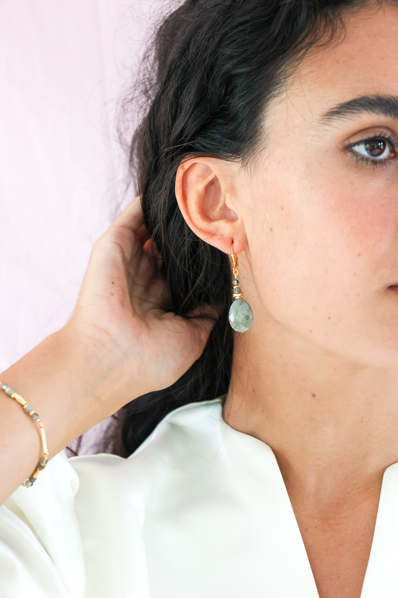 K Kajoux Earrings- semi- precious stones, labradorite