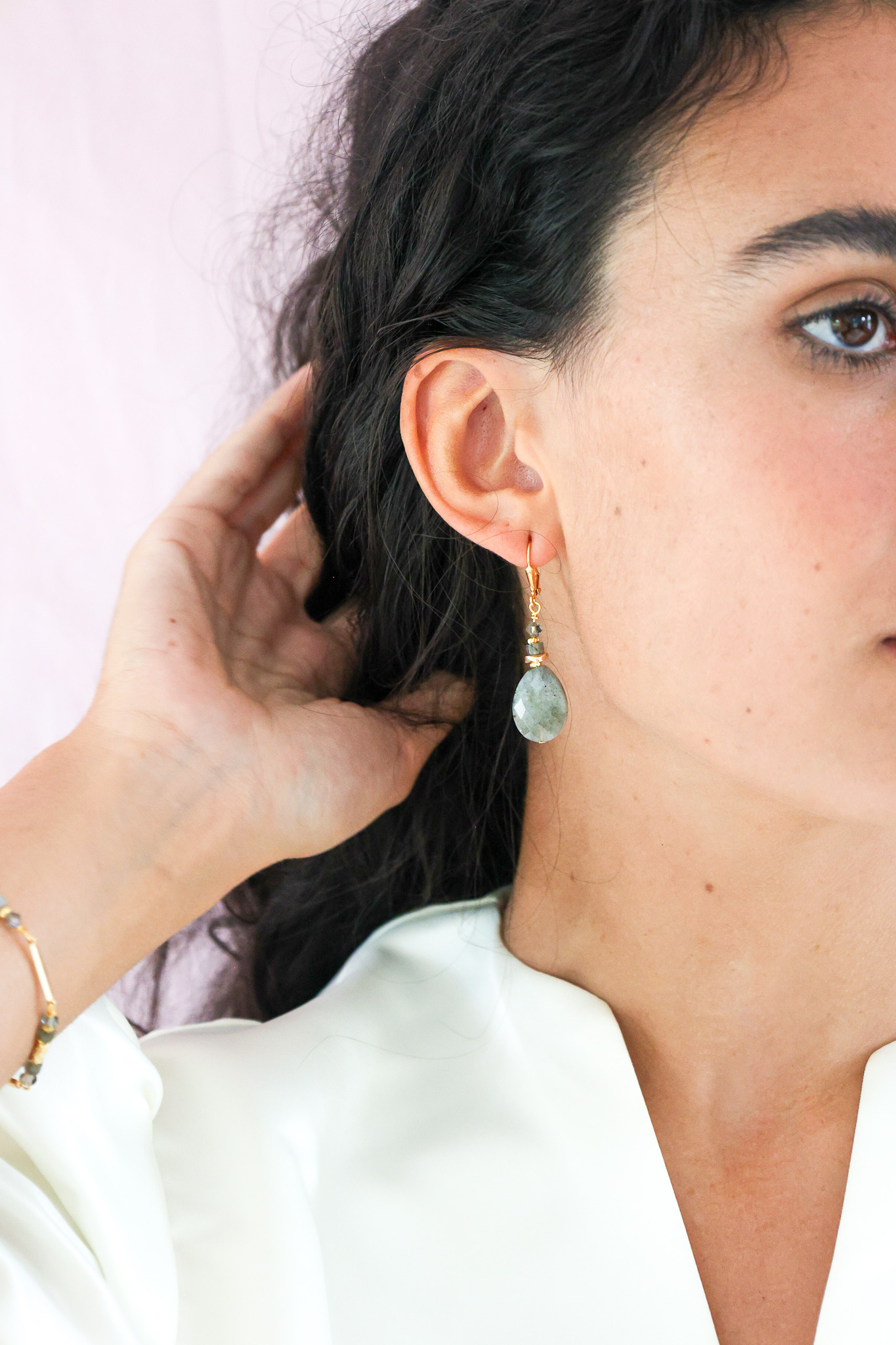 K Kajoux Earrings- semi- precious stones, labradorite