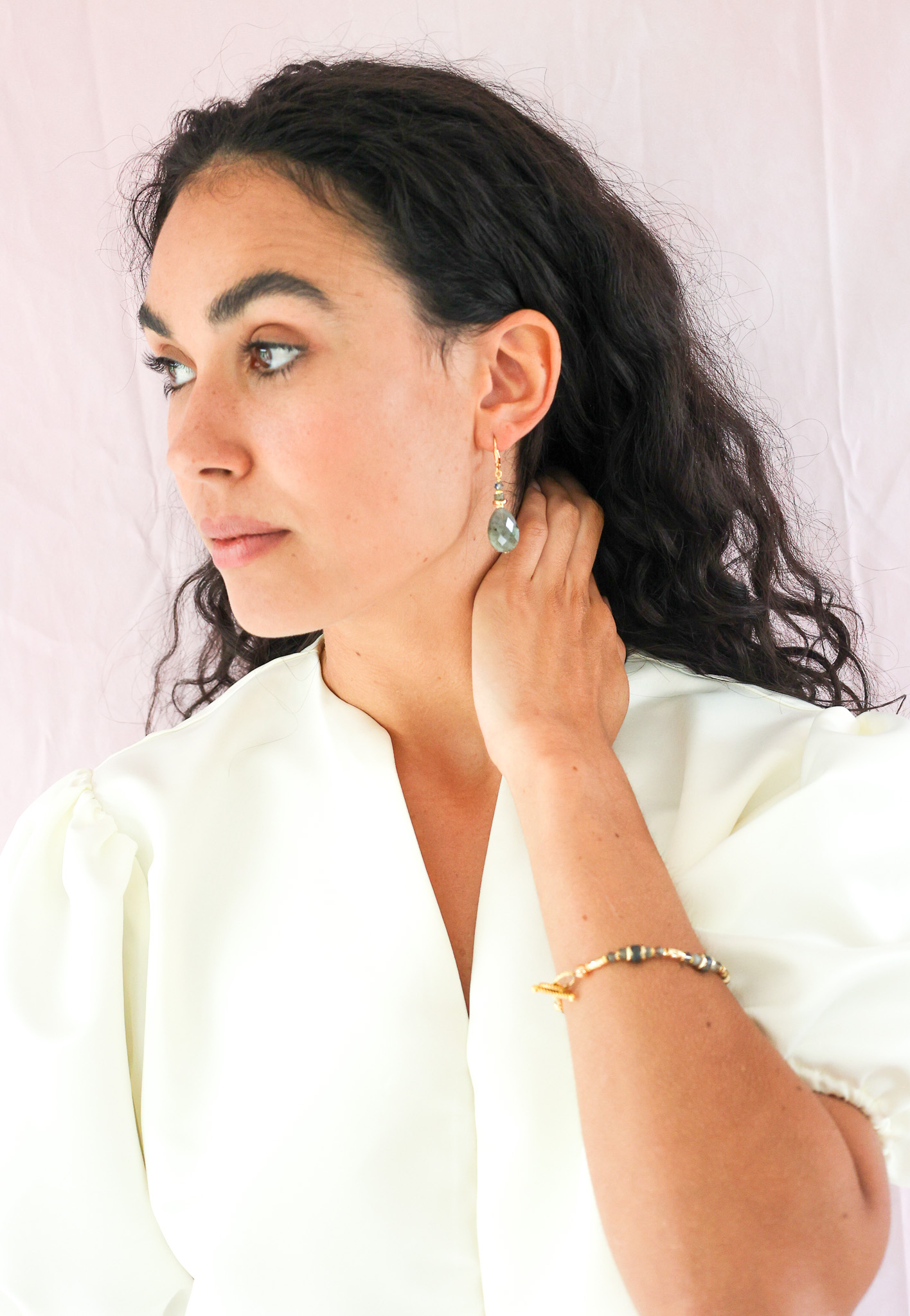 K Kajoux Earrings- semi- precious stones, labradorite