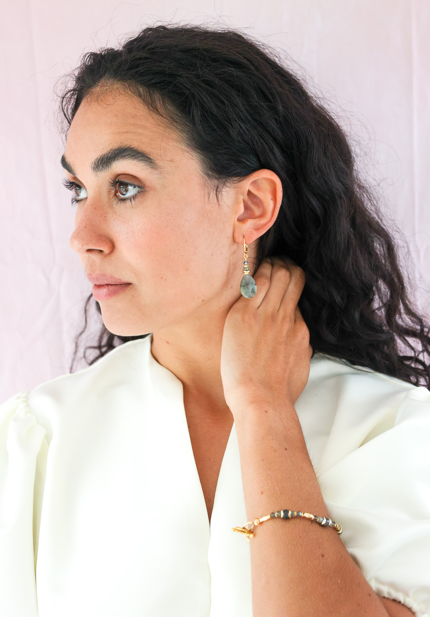 K Kajoux Earrings- semi- precious stones, labradorite
