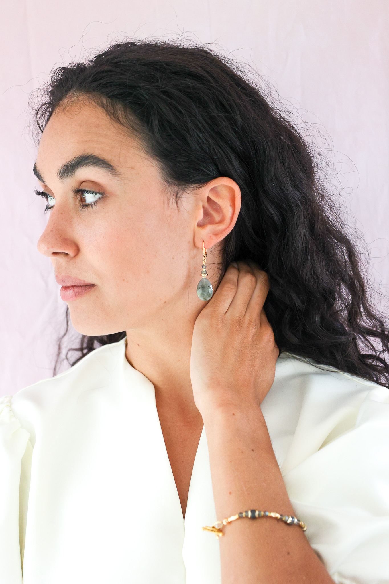 K Kajoux Earrings- semi- precious stones, labradorite
