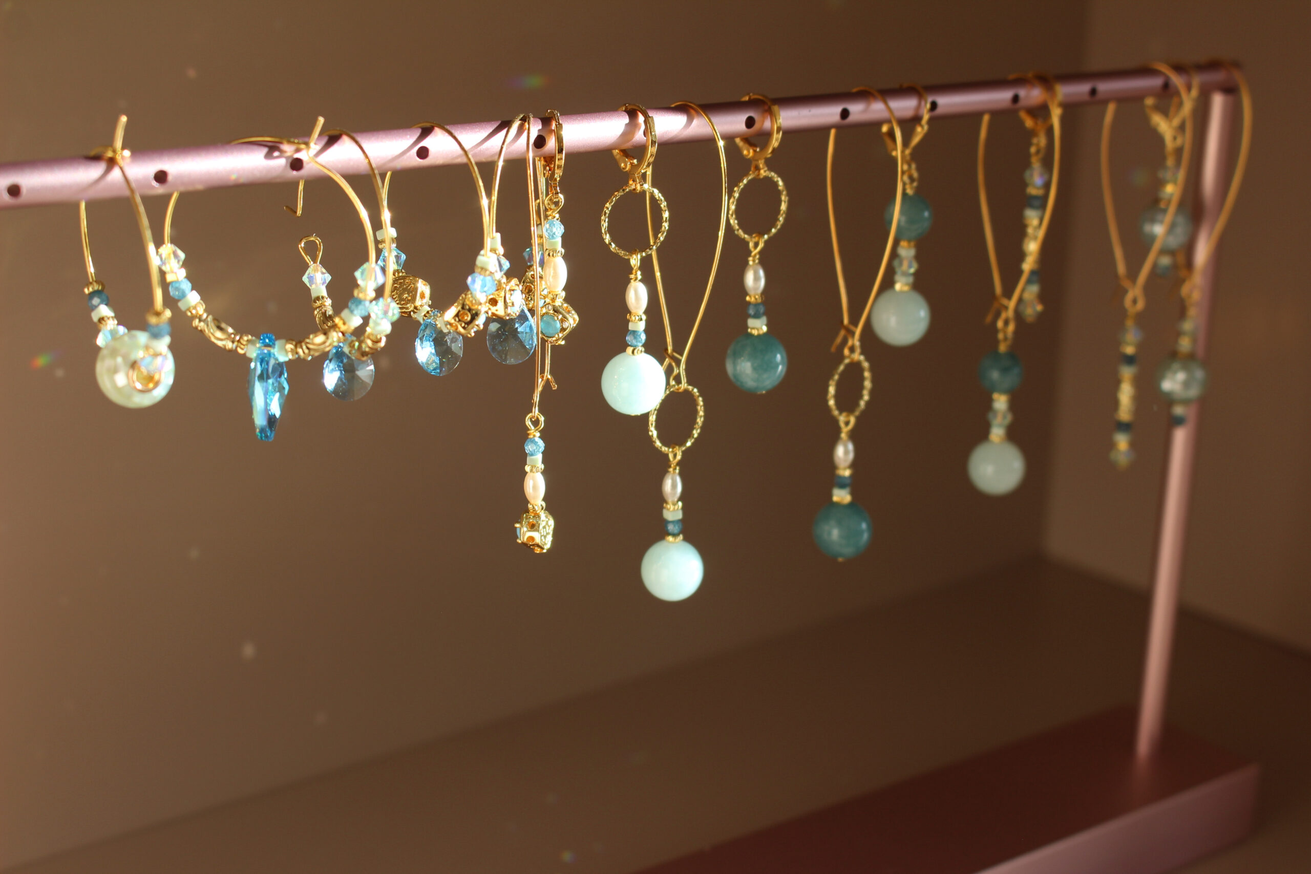 Atlantic Drift earrings with semi-precious stones and gold detailing
