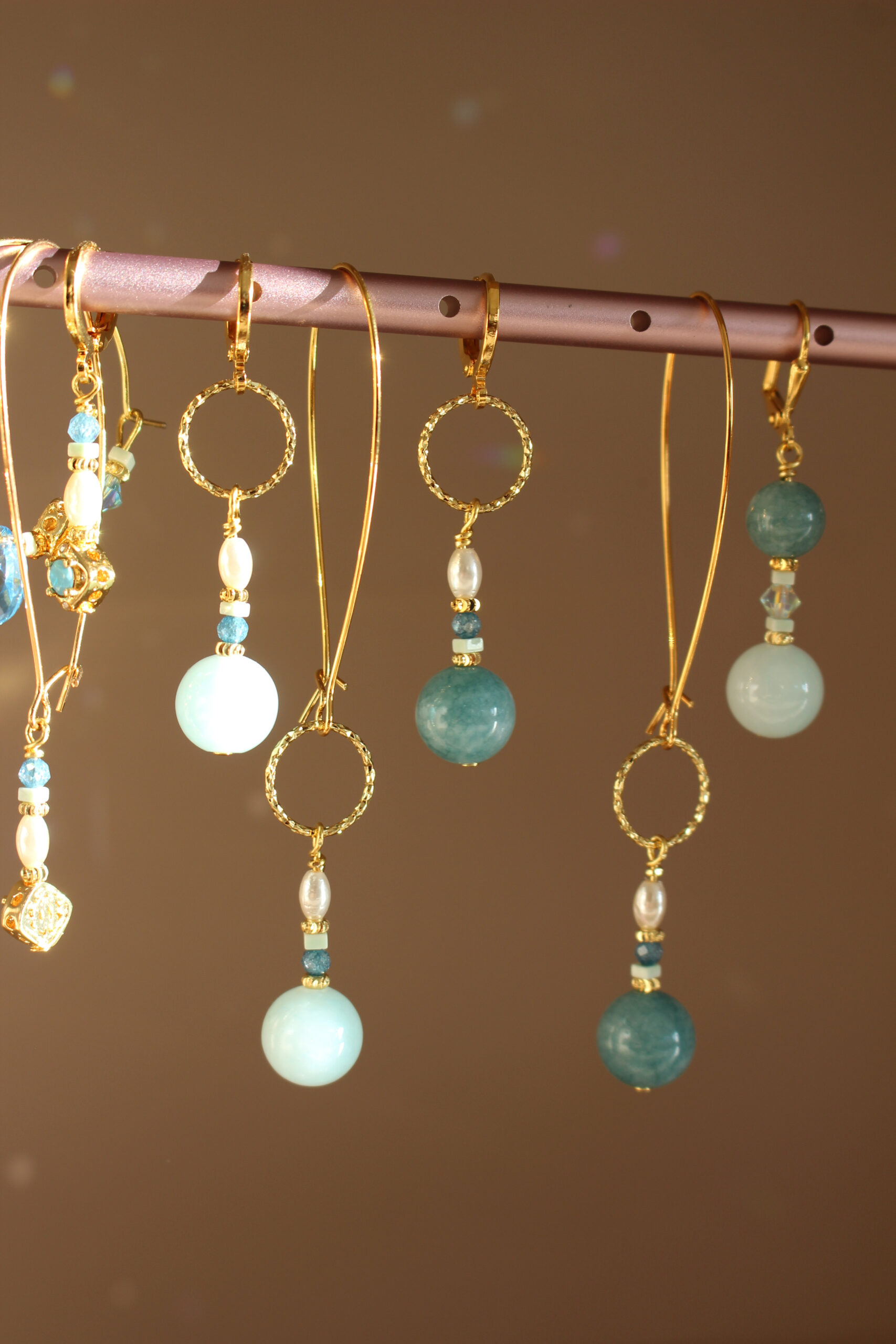 Atlantic Drift earrings with semi-precious stones and gold detailing