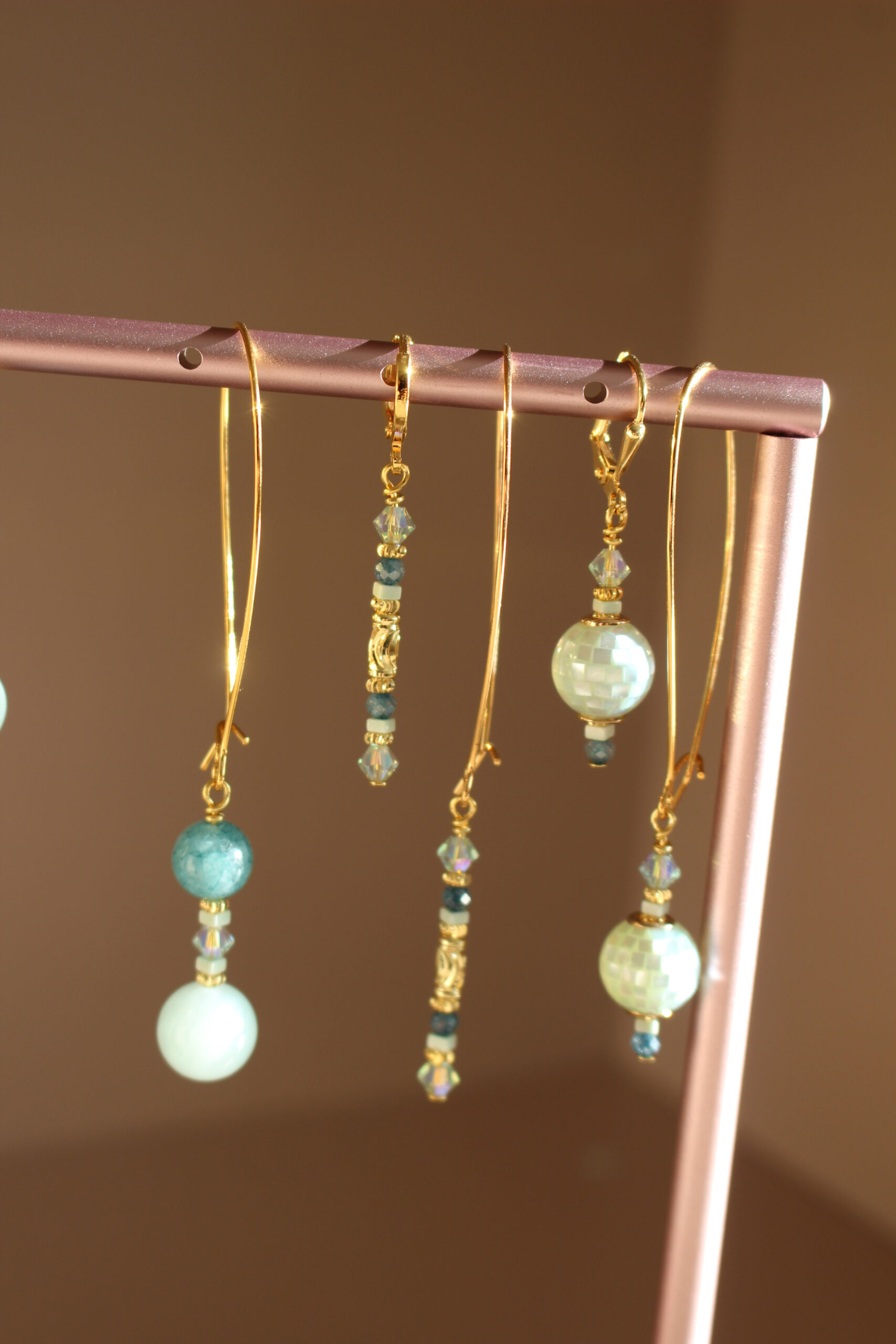 Atlantic Drift drop earrings handcrafted in Ireland with pearls