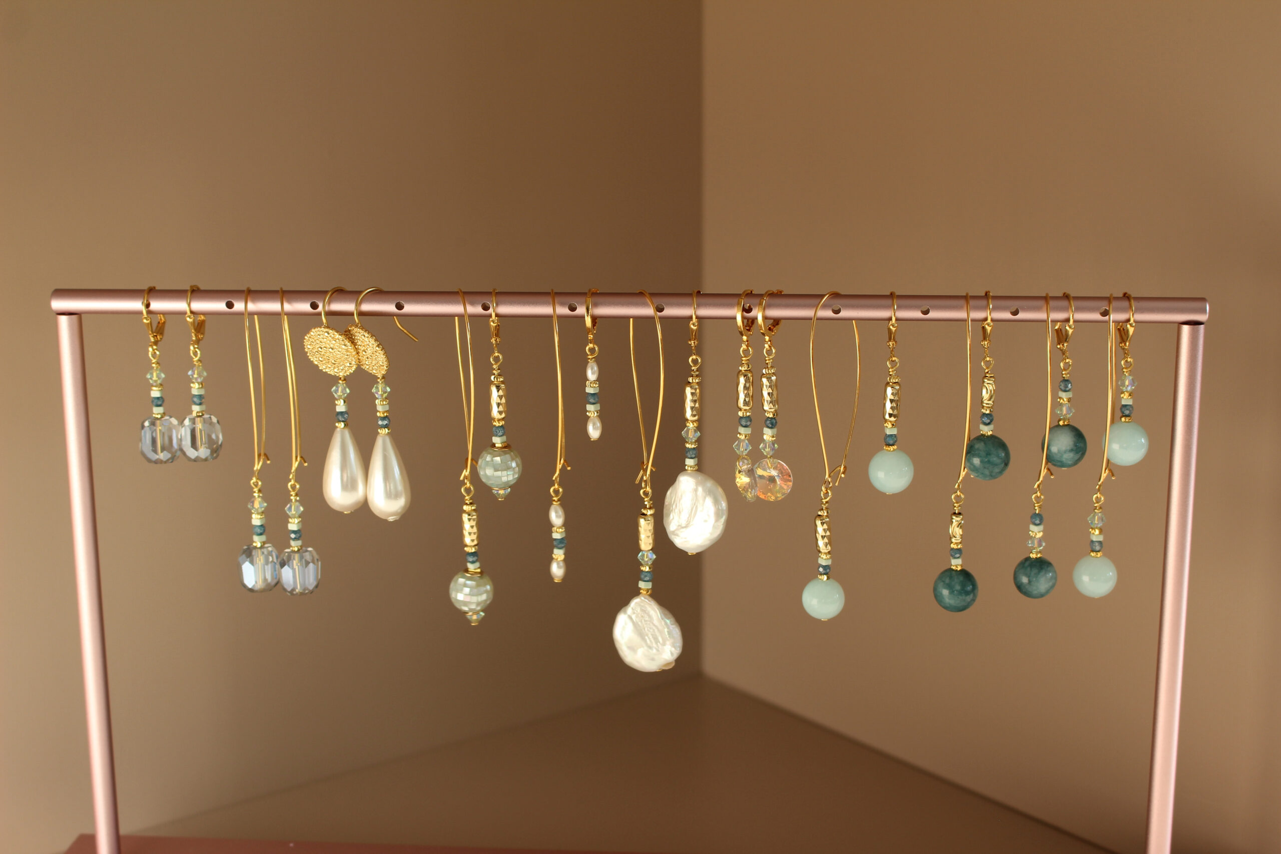 Atlantic Drift earrings with semi-precious stones and gold detailing