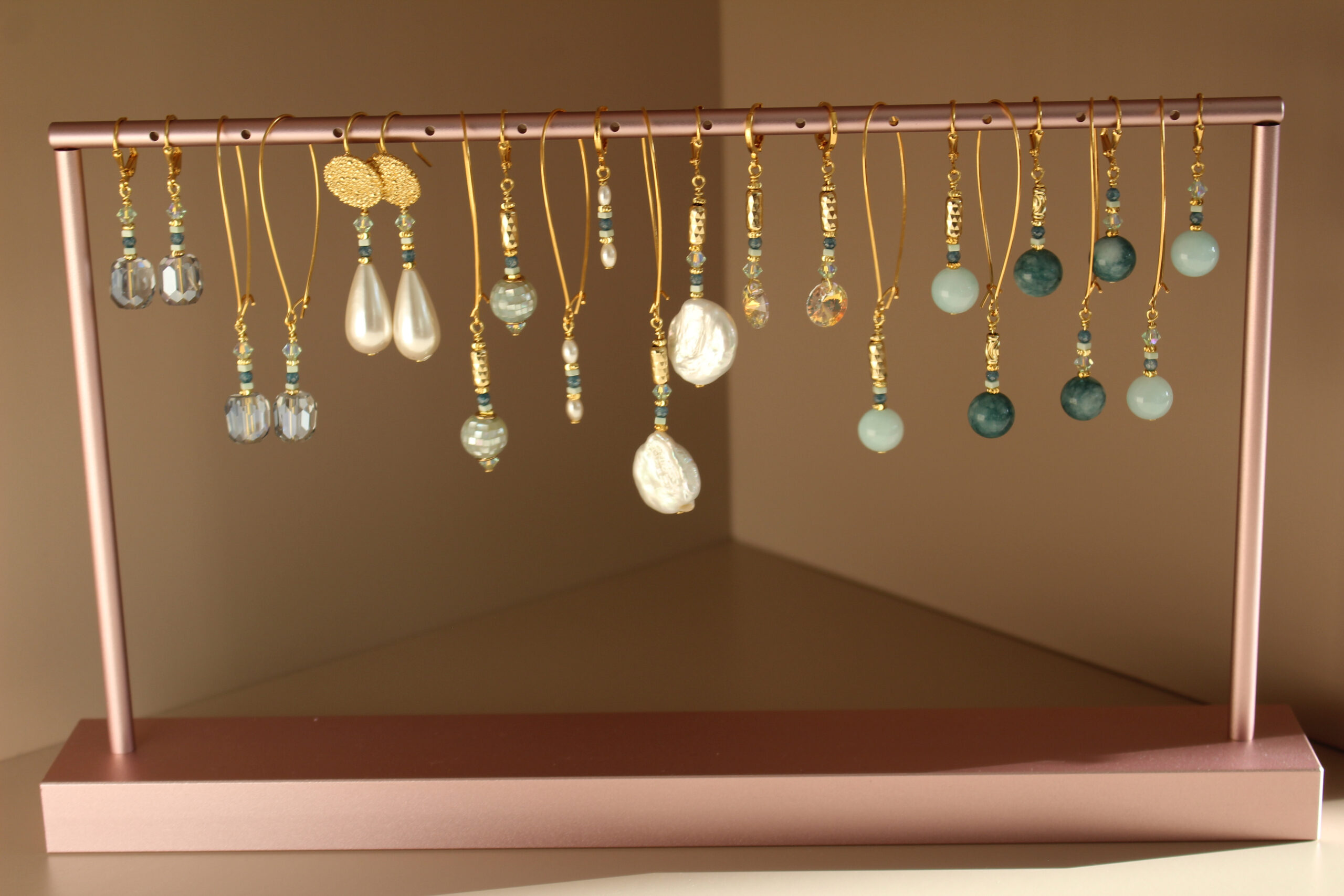 Atlantic Drift drop earrings handcrafted in Ireland with pearls