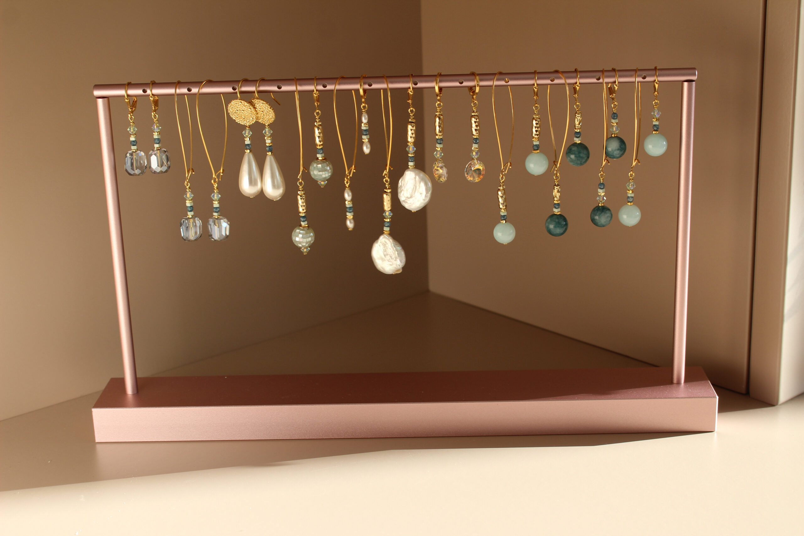 Atlantic Drift earrings with semi-precious stones and gold detailing