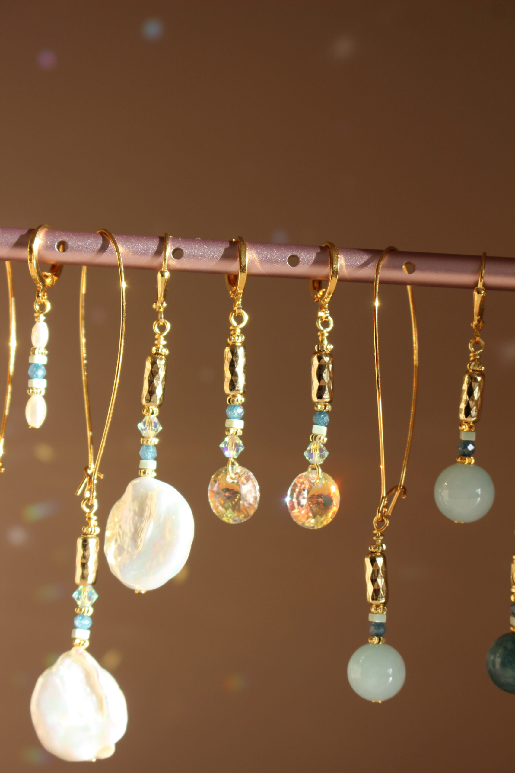 Atlantic Drift earrings with semi-precious stones and gold detailing