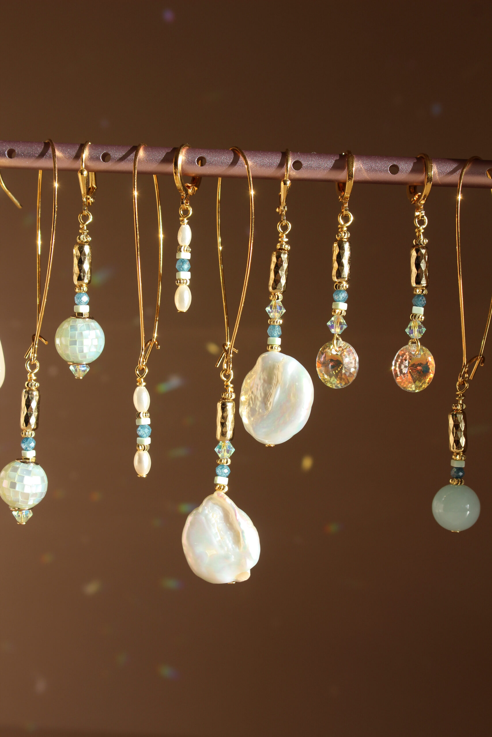 Atlantic Drift drop earrings handcrafted in Ireland with pearls