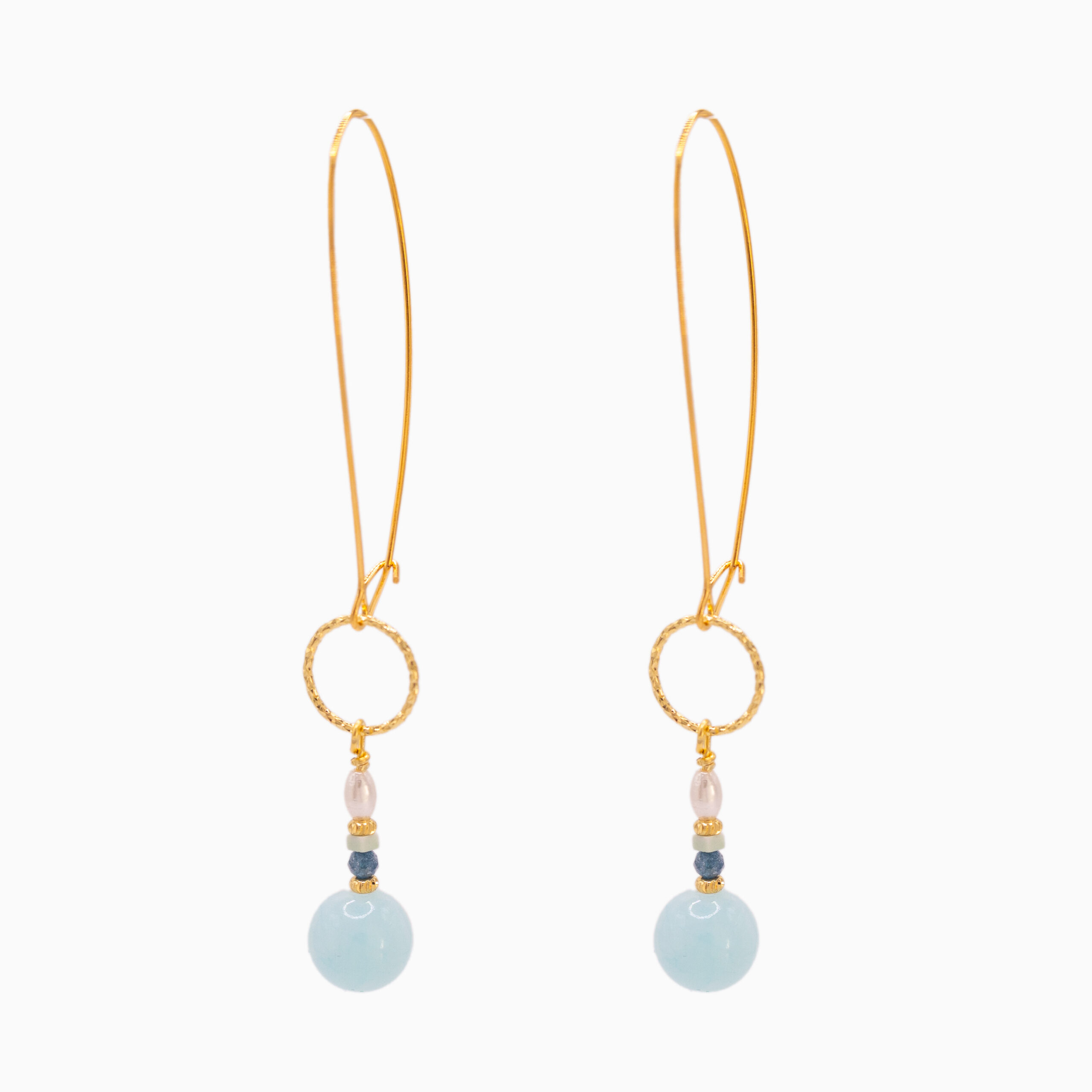 KL- 3772 Atlantic Drift earrings with semi-precious stones and gold detailing